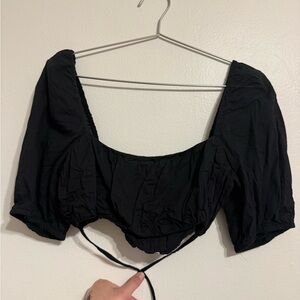 Lovers + Friends Linen Crop Top Strings wrap